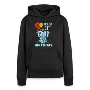 Éléphant mignon troisième troisième anniversaire - Sweat à capuche Premium bio Femme - noir - Devant - Julia (174cm)