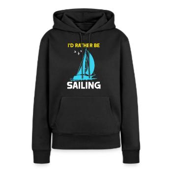 Je préfère faire de la voile - Sweat à capuche Premium bio Femme - noir - Devant - Julia (174cm)