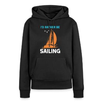 Je préfère faire de la voile - Sweat à capuche Premium bio Femme - noir - Devant - Julia (174cm)