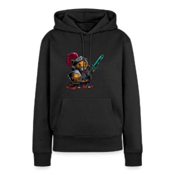 Ritter Cat Warrior Shield Schwert Cavalier Noble - Frauen Premium Bio Hoodie - Schwarz - Vorne - Julia (174cm)