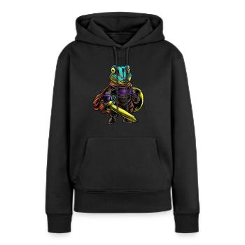 Ritter Frosch Schild Krieger Schwert Cavalier Geschenk - Frauen Premium Bio Hoodie - Schwarz - Vorne - Julia (174cm)