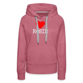 Herz ROSIE | Liebe ROSIE - Frauen Premium Bio Hoodie - Malve - Vorne - Isabella (175cm)