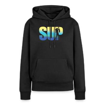 SUP Damen - Frauen Premium Bio Hoodie - Schwarz - Vorne - Julia (174cm)