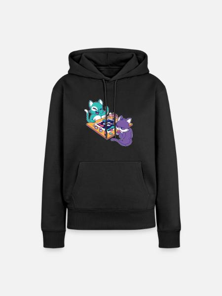 Katzen Gamer Battle Gaming Katze - Frauen Premium Bio Hoodie - Schwarz