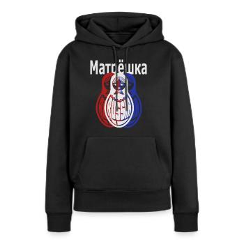 Matroschka, Russisch - Frauen Premium Bio Hoodie - Schwarz - Vorne - Julia (174cm)