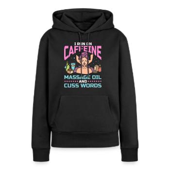 Massage café massage kiné kinésithérapeute - Sweat à capuche Premium bio Femme - noir - Devant - Julia (174cm)