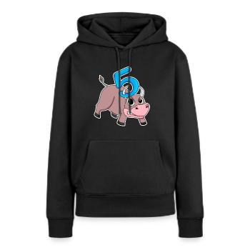 Taureau taureau d'anniversaire pour enfants de 5 ans - Sweat à capuche Premium bio Femme - noir - Devant - Julia (174cm)
