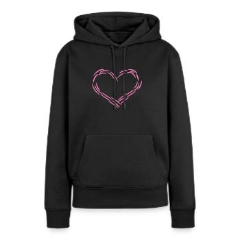 Herz Rosa - Frauen Premium Bio Hoodie - Schwarz - Vorne - Julia (174cm)