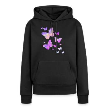 papillon papillon animal coloré couleur - Sweat à capuche Premium bio Femme - noir - Devant - Julia (174cm)