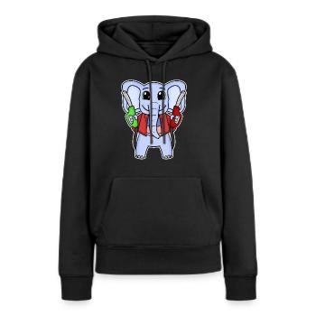 Tankwart Elefant Tankstelle - Frauen Premium Bio Hoodie - Schwarz - Vorne - Julia (174cm)