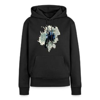 Simson Hirondelle - Sweat à capuche Premium bio Femme - noir - Devant - Julia (174cm)
