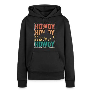Rodéo Howdy - Sweat à capuche Premium bio Femme - noir - Devant - Julia (174cm)