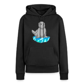 Banquise de phoque - Sweat à capuche Premium bio Femme - noir - Devant - Julia (174cm)