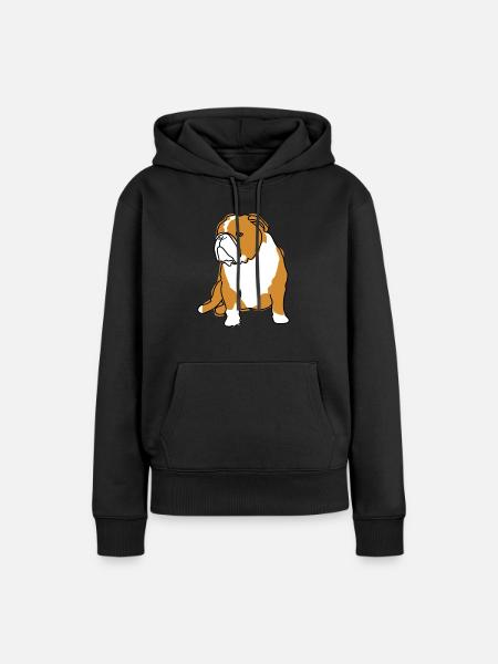 Inglese Bulldog Line Art - Dame Premium hoodie, økologisk bomuld - sort