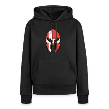 Danish flag in Spartan warrior Helmet - Frauen Premium Bio Hoodie - Schwarz - Vorne - Julia (174cm)