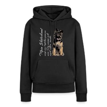 Deutscher Schäferhund neigt Köpfchen - Frauen Premium Bio Hoodie - Schwarz - Vorne - Julia (174cm)