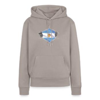 Argentina flag proud - Frauen Premium Bio Hoodie - Taupe - Vorne - Julia (174cm)