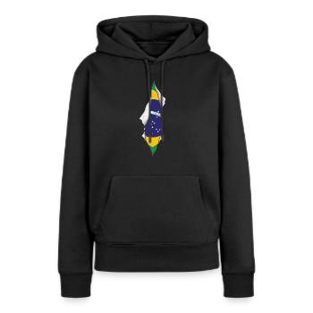 brazilian flag proud brazil - Frauen Premium Bio Hoodie - Schwarz - Vorne - Julia (174cm)