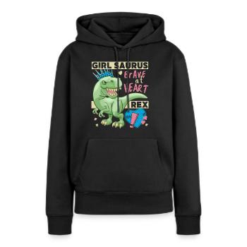 Fille dinosaure, fille dinosaure, drôle de dinosaure - Sweat à capuche Premium bio Femme - noir - Devant - Julia (174cm)