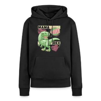 Maman dinosaure, maman dinosaure, dicton drôle - Sweat à capuche Premium bio Femme - noir - Devant - Julia (174cm)