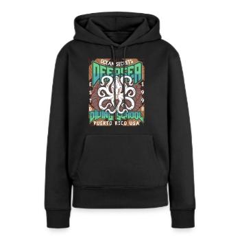 Tauchschule Plakat mit Tintenfisch, Krake-Oktopus - Frauen Premium Bio Hoodie - Schwarz - Vorne - Julia (174cm)