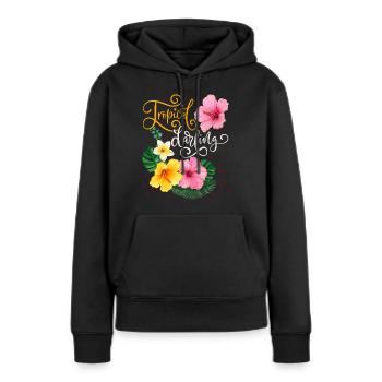 Fleurs tropicales, Tropical Darling, Calligraphie - Sweat à capuche Premium bio Femme - noir - Devant - Julia (174cm)