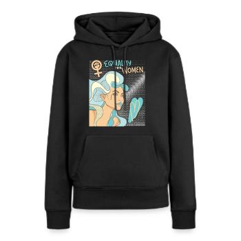 Droits des femmes, Égalité, Journée de la femme - Sweat à capuche Premium bio Femme - noir - Devant - Julia (174cm)