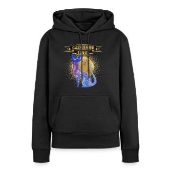 Katze Midnight-Cat Spruch Sternenhimmel Siam-Katze - Frauen Premium Bio Hoodie - Schwarz - Vorne - Julia (174cm)