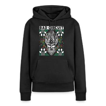 Computer Platine, Schaltkreis, Totenkopf Spruch - Frauen Premium Bio Hoodie - Schwarz - Vorne - Julia (174cm)