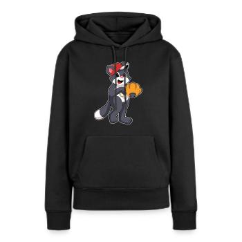 Gant de baseball Cat - Sweat à capuche Premium bio Femme - noir - Devant - Julia (174cm)