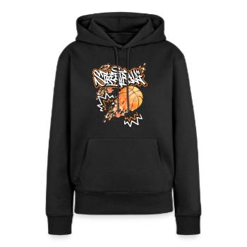 Streetball-Design, Basketball, Graffiti-Streetball - Frauen Premium Bio Hoodie - Schwarz - Vorne - Julia (174cm)