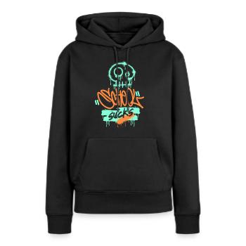 École, frustration scolaire, drôle de dire style graffiti - Sweat à capuche Premium bio Femme - noir - Devant - Julia (174cm)