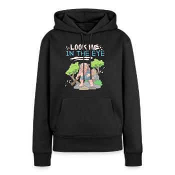 Cyclope, zombie, monstre zombie, dicton drôle - Sweat à capuche Premium bio Femme - noir - Devant - Julia (174cm)