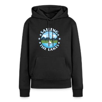 Segler, Segelboot, Jolle, lustiger Spruch - Frauen Premium Bio Hoodie - Schwarz - Vorne - Julia (174cm)