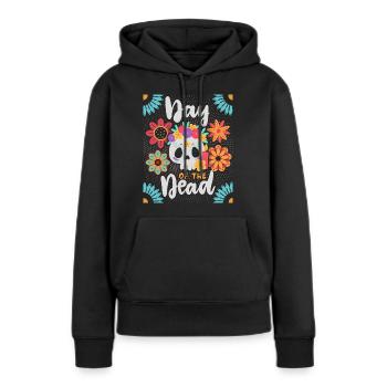 Day-of-the-Dead, Sugar-Skull - Frauen Premium Bio Hoodie - Schwarz - Vorne - Julia (174cm)