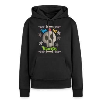 Dia-de-los-Muertos, Day-of-the-Dead, Sugar-Skull - Frauen Premium Bio Hoodie - Schwarz - Vorne - Julia (174cm)