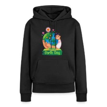 Internationaler Umwelttag, International-Earth-Day - Frauen Premium Bio Hoodie - Schwarz - Vorne - Julia (174cm)