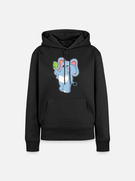 Elefant Smartphone - Frauen Premium Bio Hoodie - Schwarz