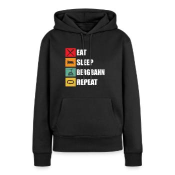 Cable Car Mountain Railway - Eat Sleep Cable Car Repeat - Sweat à capuche Premium bio Femme - noir - Devant - Julia (174cm)