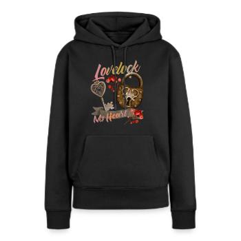Le cadenas de la Saint-Valentin aime dire - Sweat à capuche Premium bio Femme - noir - Devant - Julia (174cm)
