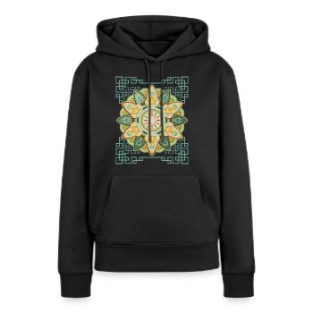 Vintage Mandala Design 3D Mandala - Sweat à capuche Premium bio Femme - noir - Devant - Julia (174cm)