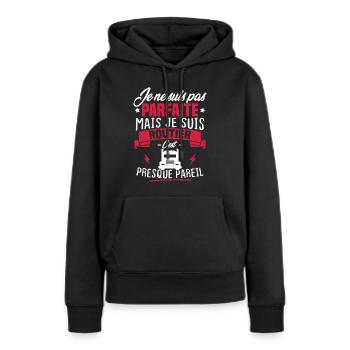 Pas parfaite mais je suis routier - Sweat à capuche Premium bio Femme - noir - Devant - Julia (174cm)