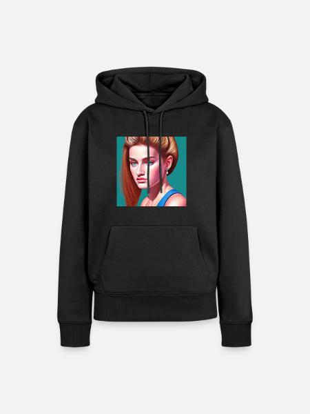 Retrowave Synthwave 80s Design - Frauen Premium Bio Hoodie - Schwarz