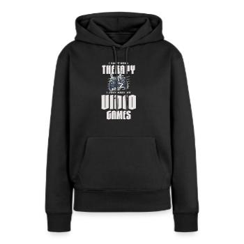 Ich brauche keine Therapie Ich brauche nur meine Videospiele - Frauen Premium Bio Hoodie - Schwarz - Vorne - Julia (174cm)