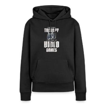 Ich brauche keine Therapie Ich brauche nur meine Videospiele - Frauen Premium Bio Hoodie - Schwarz - Vorne - Julia (174cm)
