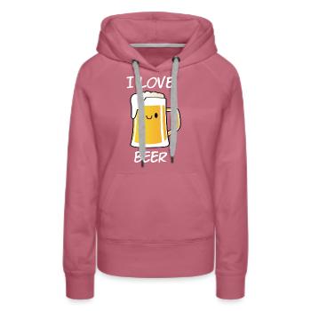 J’adore la bière - Sweat à capuche Premium bio Femme - mauve - Devant - Isabella (175cm)