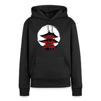 Japanischer Tempel unter der Sonne - Frauen Premium Bio Hoodie - Schwarz - Vorne - Julia (174cm)