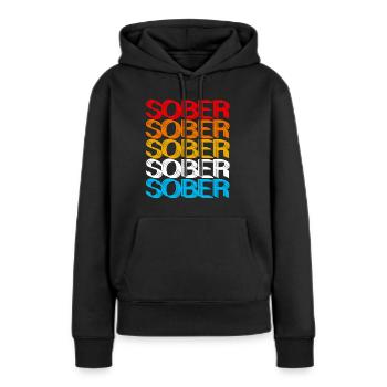 Conceptions sobres sobres et rétro sobres - Sweat à capuche Premium bio Femme - noir - Devant - Julia (174cm)