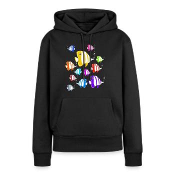 Poissons tropicaux - Sweat à capuche Premium bio Femme - noir - Devant - Julia (174cm)