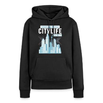 Citylife-Stadtleben Hochhäuser, New York Großstadt - Frauen Premium Bio Hoodie - Schwarz - Vorne - Julia (174cm)